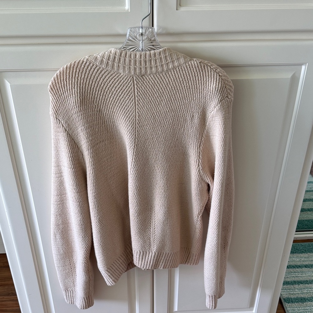 Evereve Beige Knit Cardigan with Zipper - Picture 4 of 4